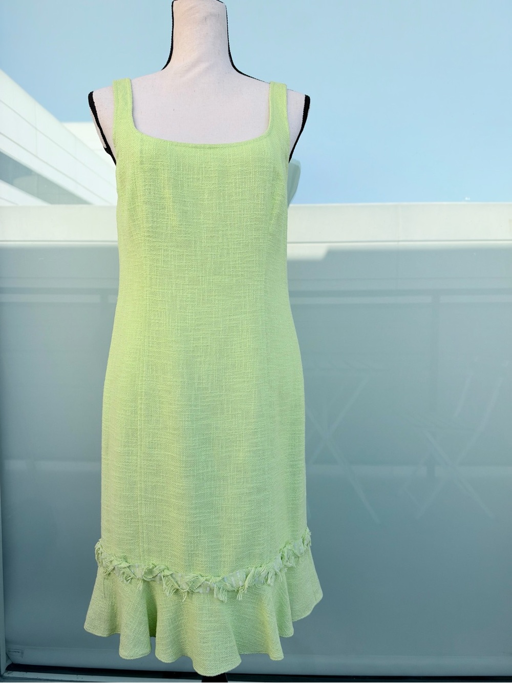 Rickie Freeman Teri Jon Green Tweed Dress 6 Small